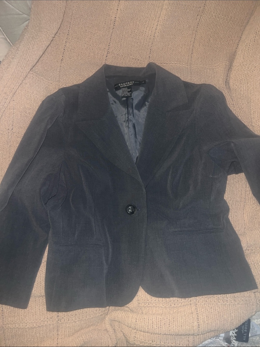 Rampage Black Corduroy Tailored Single-Button Blazer